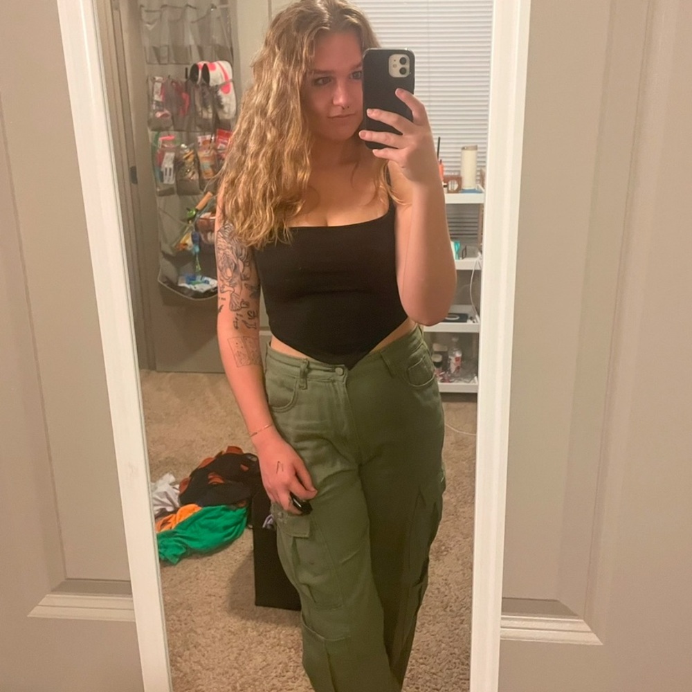 Green distressed cargo pants!